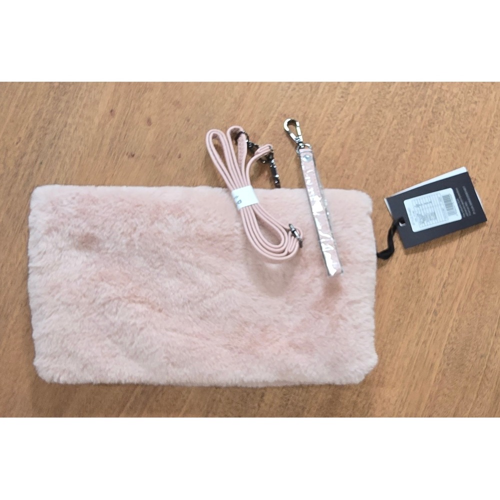 $45 NWT Phil Firenzi CA divinely soft furry pink envelope purse clutch strap Med